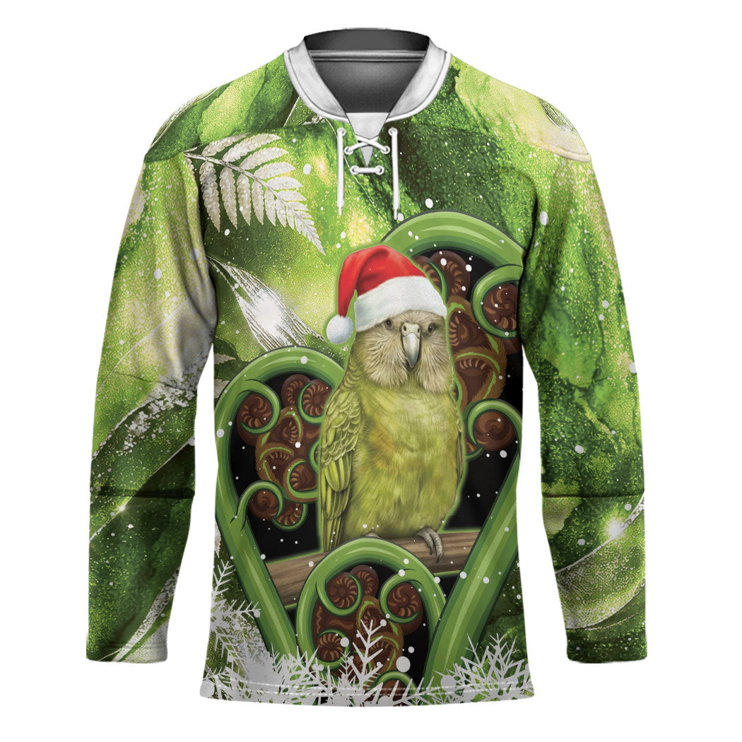 Kakapo New Zealand Christmas In July Hockey Jersey NZ Aroha Koru Fern Marble Vibes