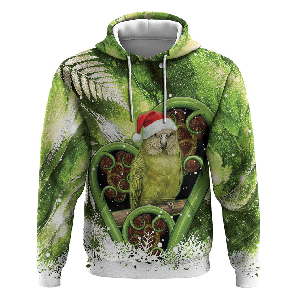 Kakapo New Zealand Christmas In July Hoodie NZ Aroha Koru Fern Marble Vibes