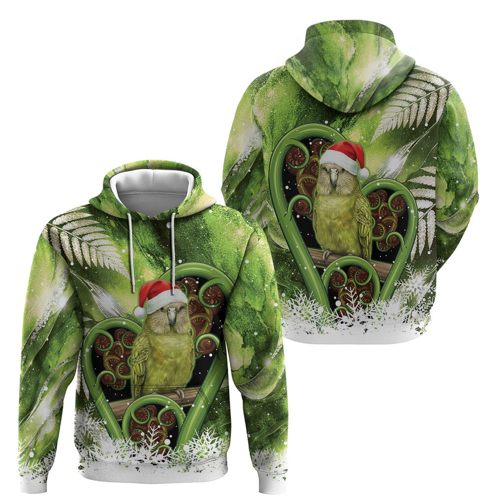 Kakapo New Zealand Christmas In July Hoodie NZ Aroha Koru Fern Marble Vibes