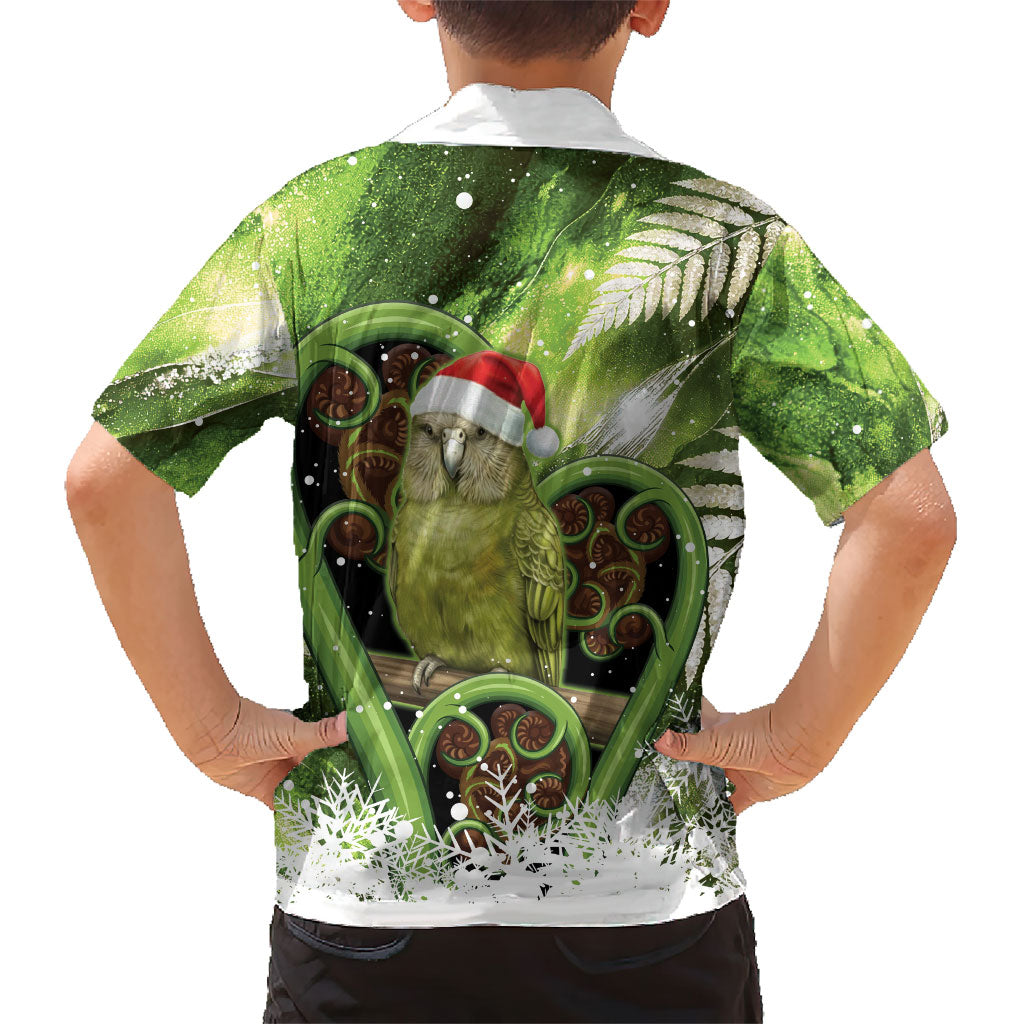 Kakapo New Zealand Christmas In July Kid Hawaiian Shirt NZ Aroha Koru Fern Marble Vibes
