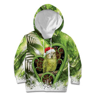 Kakapo New Zealand Christmas In July Kid Hoodie NZ Aroha Koru Fern Marble Vibes
