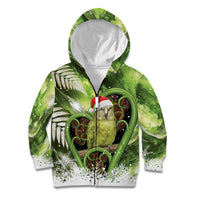 Kakapo New Zealand Christmas In July Kid Hoodie NZ Aroha Koru Fern Marble Vibes