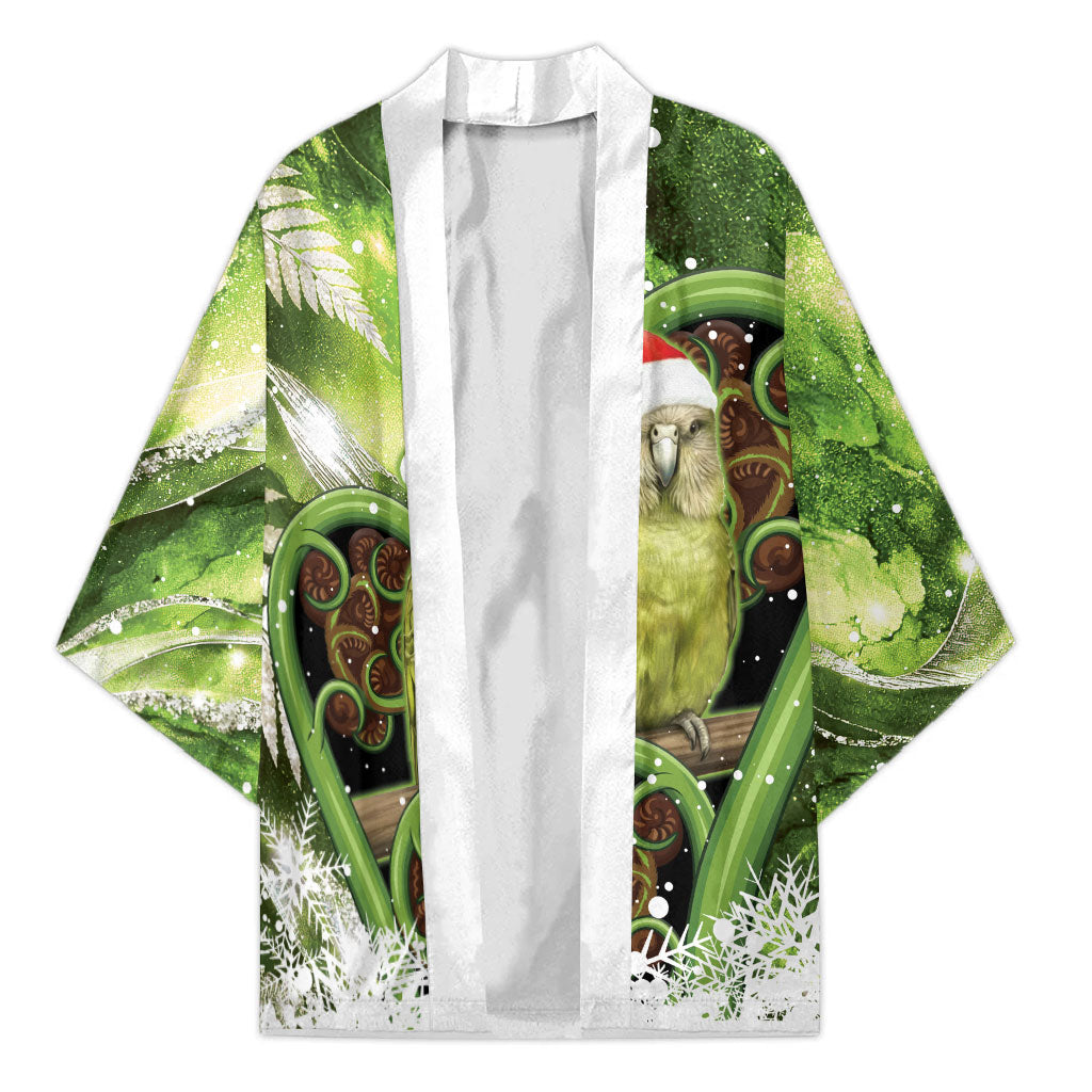 Kakapo New Zealand Christmas In July Kimono NZ Aroha Koru Fern Marble Vibes