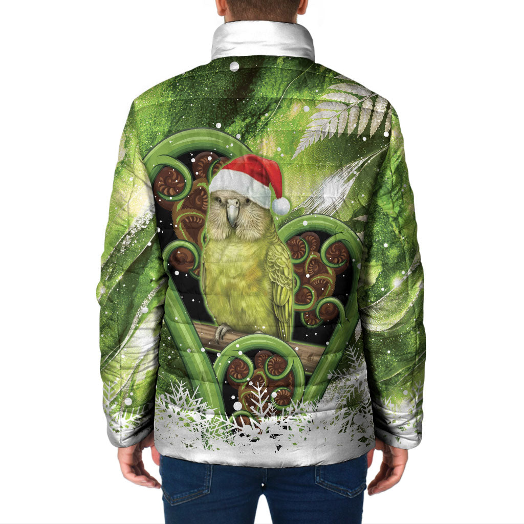 Kakapo New Zealand Christmas In July Padded Jacket NZ Aroha Koru Fern Marble Vibes