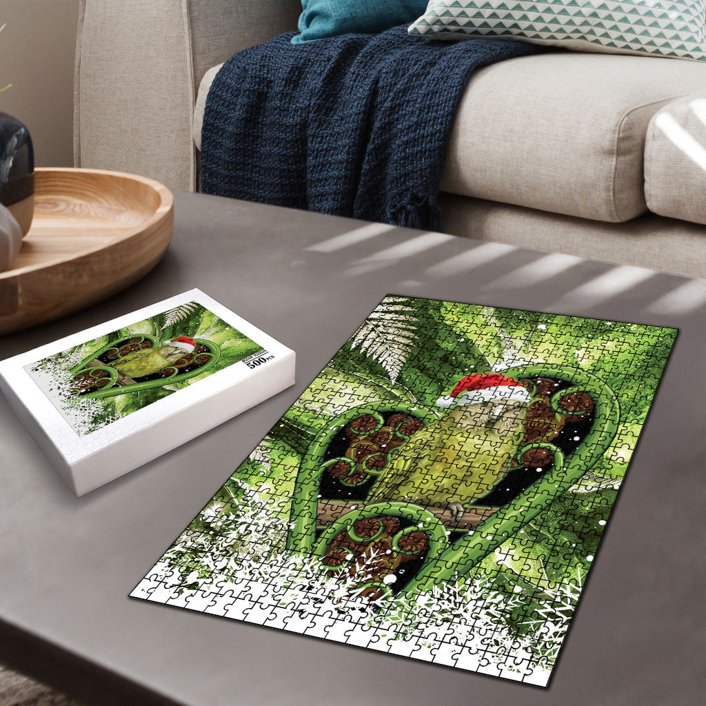 Kakapo New Zealand Christmas In July Puzzle NZ Aroha Koru Fern Marble Vibes