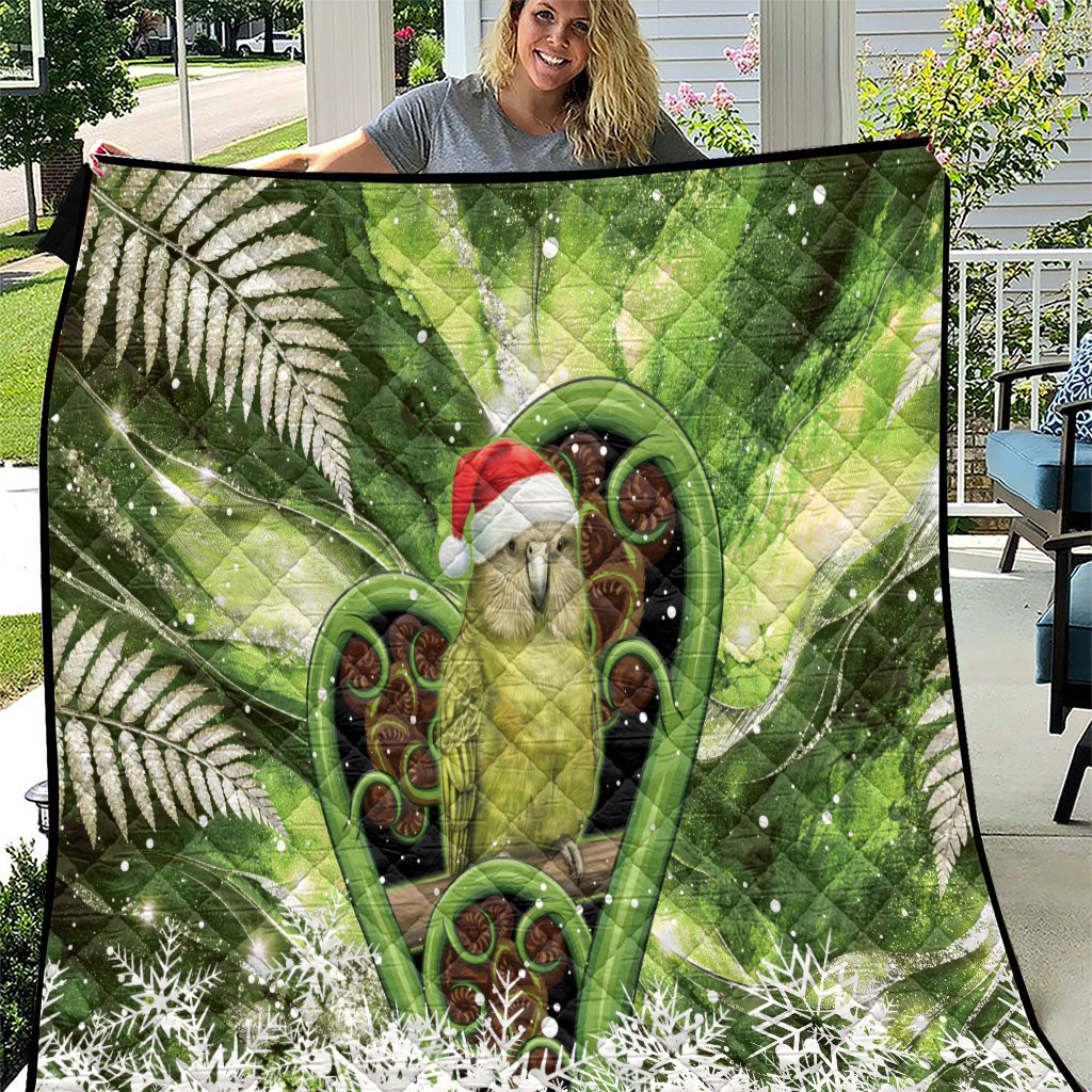 Kakapo New Zealand Christmas In July Quilt NZ Aroha Koru Fern Marble Vibes