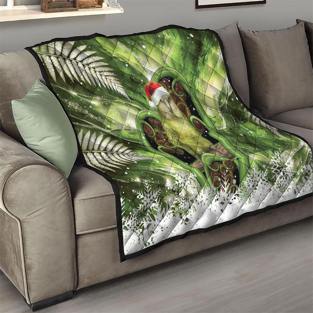 Kakapo New Zealand Christmas In July Quilt NZ Aroha Koru Fern Marble Vibes