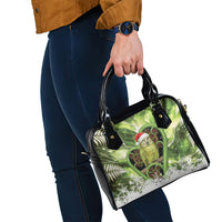 Kakapo New Zealand Christmas In July Shoulder Handbag NZ Aroha Koru Fern Marble Vibes