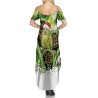 Kakapo New Zealand Christmas In July Summer Maxi Dress NZ Aroha Koru Fern Marble Vibes
