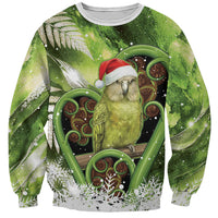 Kakapo New Zealand Christmas In July Sweatshirt NZ Aroha Koru Fern Marble Vibes