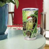 Kakapo New Zealand Christmas In July Tumbler Cup NZ Aroha Koru Fern Marble Vibes