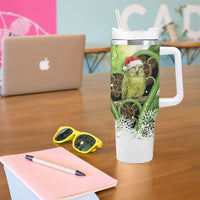 Kakapo New Zealand Christmas In July Tumbler With Handle NZ Aroha Koru Fern Marble Vibes
