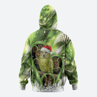 Kakapo New Zealand Christmas In July Zip Hoodie NZ Aroha Koru Fern Marble Vibes