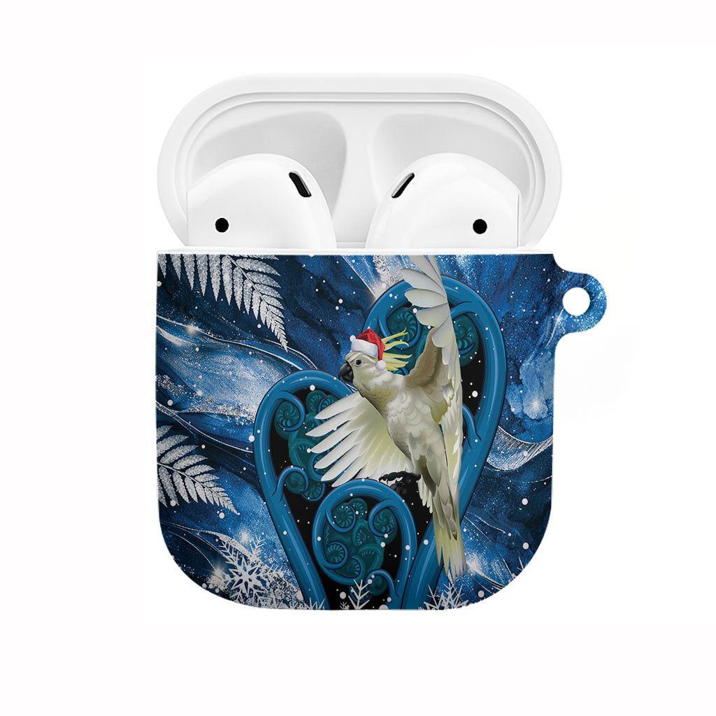 Sulphur-crested Cockatoo New Zealand Christmas In July AirPods Case NZ Aroha Koru Fern Marble Vibes