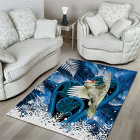 Sulphur-crested Cockatoo New Zealand Christmas In July Area Rug NZ Aroha Koru Fern Marble Vibes