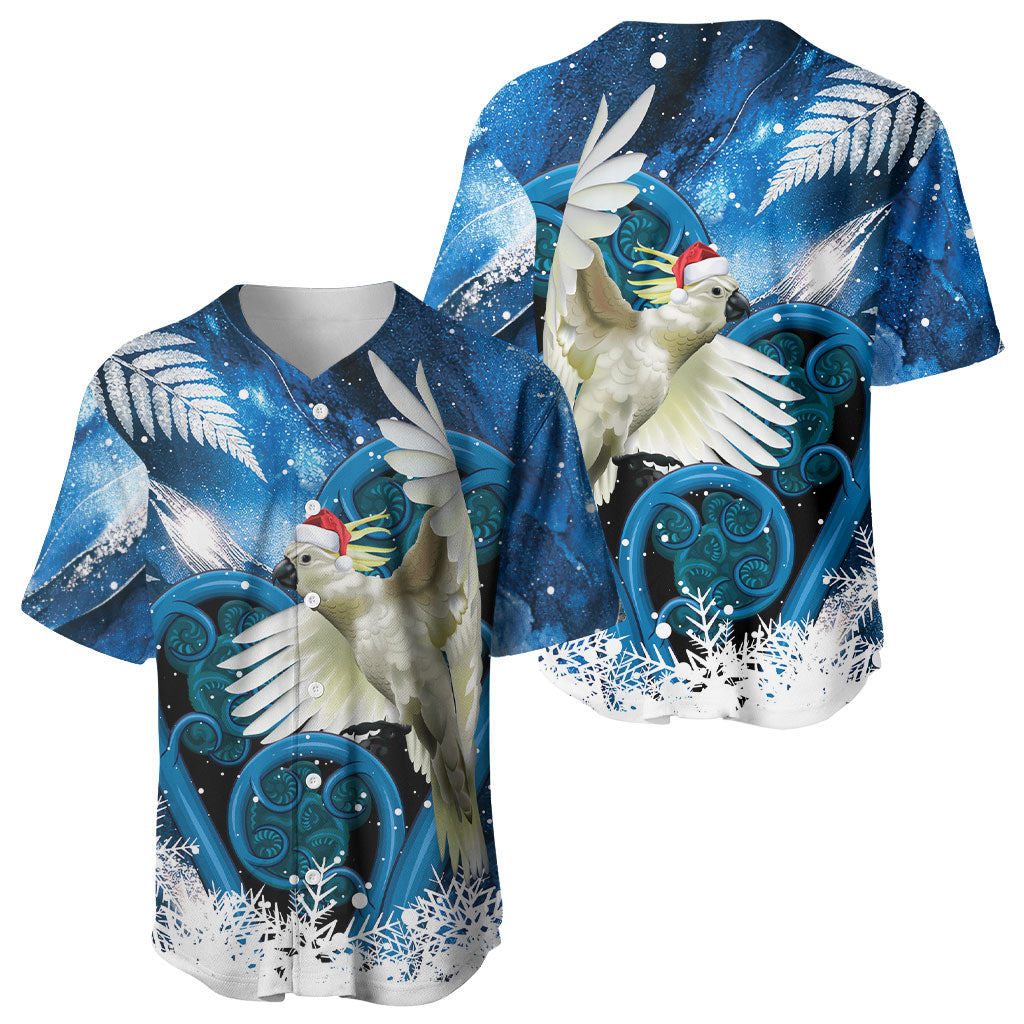 Sulphur-crested Cockatoo New Zealand Christmas In July Baseball Jersey NZ Aroha Koru Fern Marble Vibes