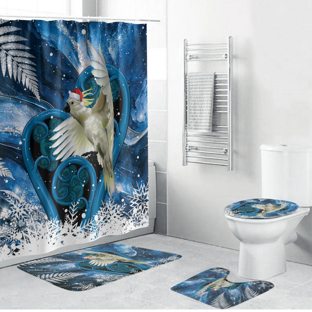 Sulphur-crested Cockatoo New Zealand Christmas In July Bathroom Set NZ Aroha Koru Fern Marble Vibes