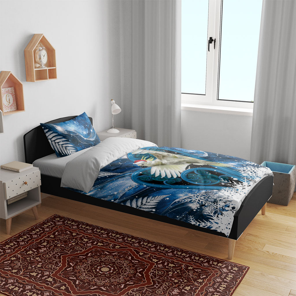 Sulphur-crested Cockatoo New Zealand Christmas In July Bedding Set NZ Aroha Koru Fern Marble Vibes