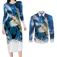 Sulphur-crested Cockatoo New Zealand Christmas In July Couples Matching Long Sleeve Bodycon Dress and Long Sleeve Button Shirt NZ Aroha Koru Fern Marble Vibes