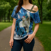 Sulphur-crested Cockatoo New Zealand Christmas In July Cross Shoulder Shirt NZ Aroha Koru Fern Marble Vibes
