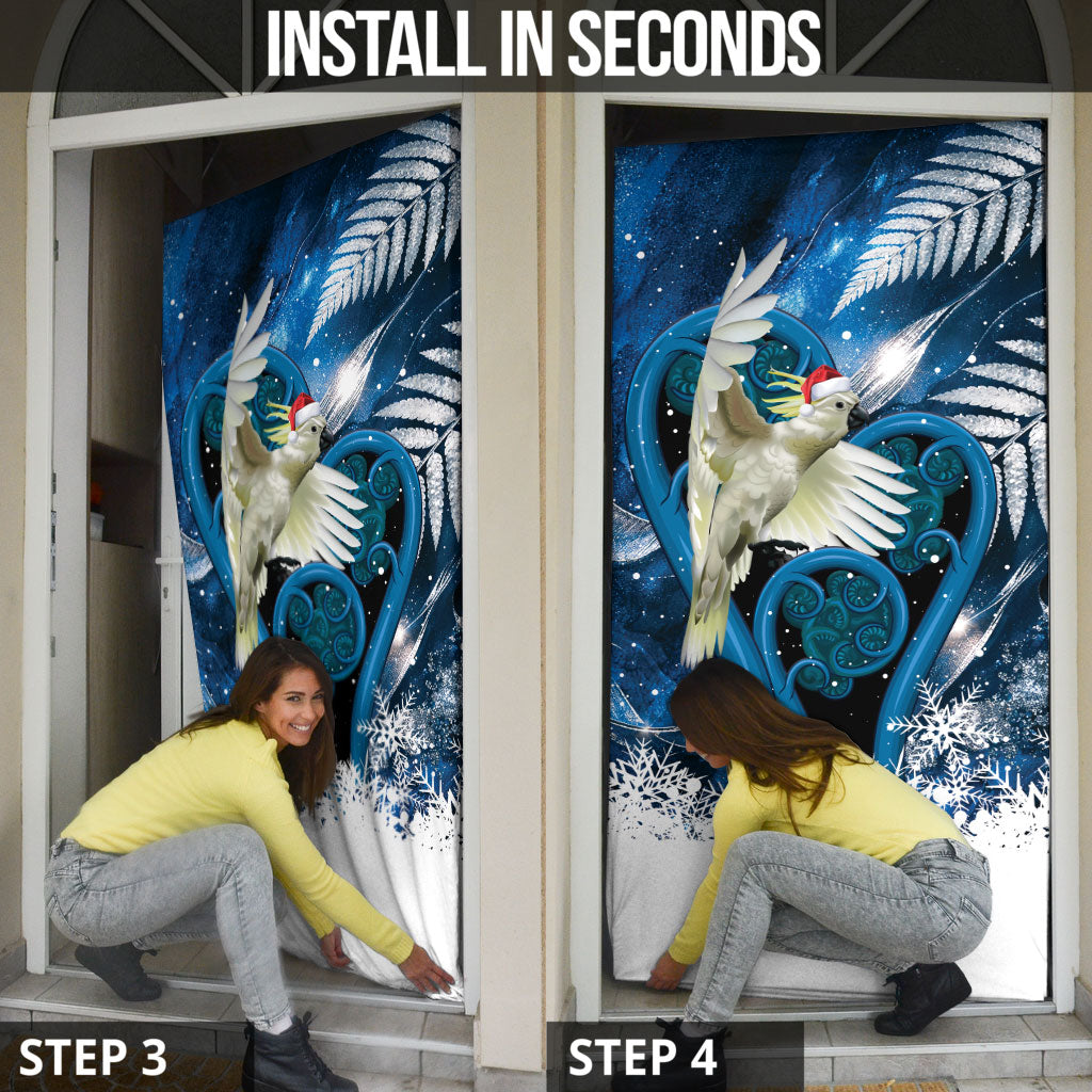Sulphur-crested Cockatoo New Zealand Christmas In July Door Cover NZ Aroha Koru Fern Marble Vibes