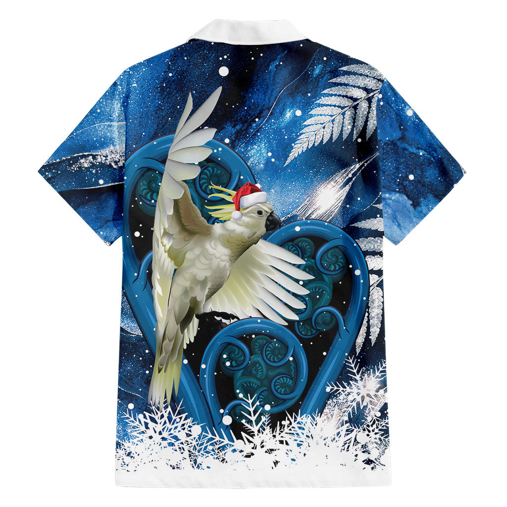 Sulphur-crested Cockatoo New Zealand Christmas In July Family Matching Short Sleeve Bodycon Dress and Hawaiian Shirt NZ Aroha Koru Fern Marble Vibes