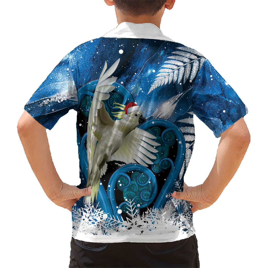 Sulphur-crested Cockatoo New Zealand Christmas In July Family Matching Summer Maxi Dress and Hawaiian Shirt NZ Aroha Koru Fern Marble Vibes
