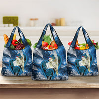 Sulphur-crested Cockatoo New Zealand Christmas In July Grocery Bag NZ Aroha Koru Fern Marble Vibes