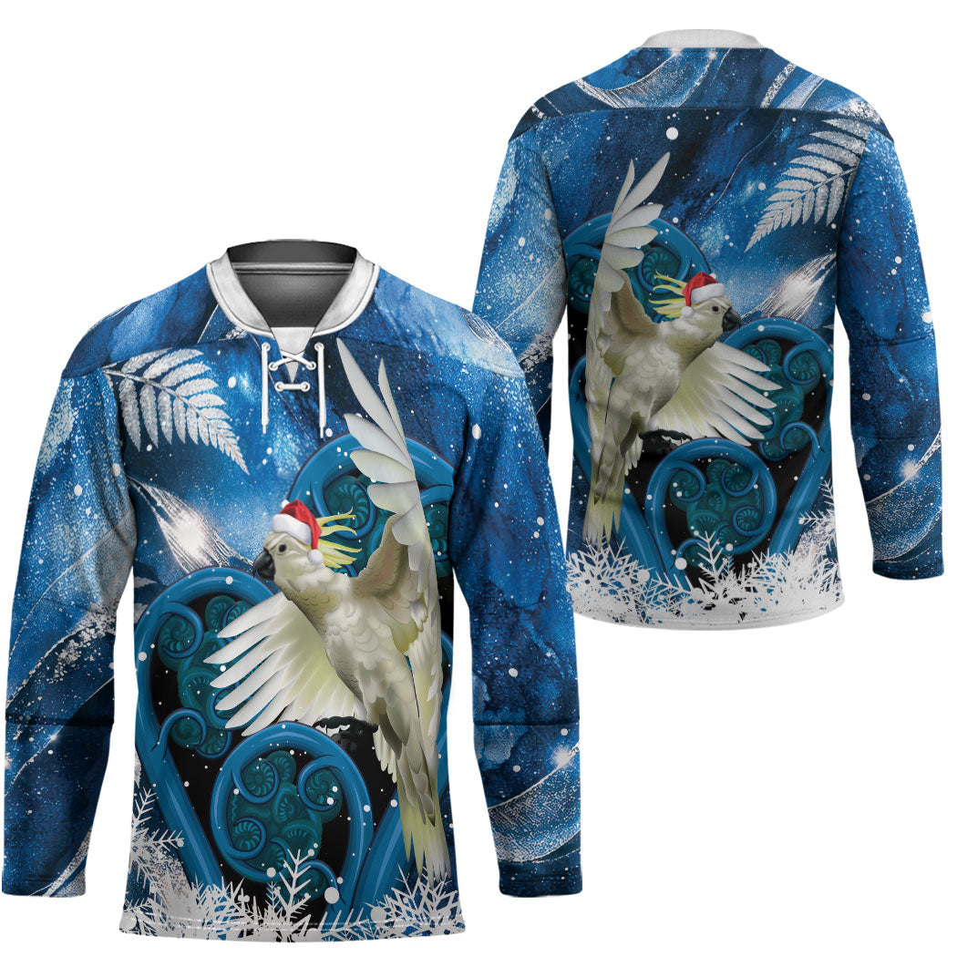 Sulphur-crested Cockatoo New Zealand Christmas In July Hockey Jersey NZ Aroha Koru Fern Marble Vibes