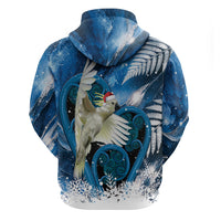 Sulphur-crested Cockatoo New Zealand Christmas In July Hoodie NZ Aroha Koru Fern Marble Vibes