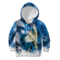 Sulphur-crested Cockatoo New Zealand Christmas In July Kid Hoodie NZ Aroha Koru Fern Marble Vibes