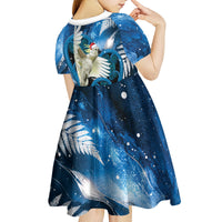 Sulphur-crested Cockatoo New Zealand Christmas In July Kid Short Sleeve Dress NZ Aroha Koru Fern Marble Vibes