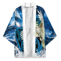 Sulphur-crested Cockatoo New Zealand Christmas In July Kimono NZ Aroha Koru Fern Marble Vibes