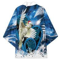 Sulphur-crested Cockatoo New Zealand Christmas In July Kimono NZ Aroha Koru Fern Marble Vibes