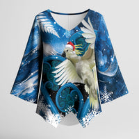 Sulphur-crested Cockatoo New Zealand Christmas In July Kimono Sleeve Blouse NZ Aroha Koru Fern Marble Vibes