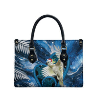 Sulphur-crested Cockatoo New Zealand Christmas In July Leather Bag NZ Aroha Koru Fern Marble Vibes