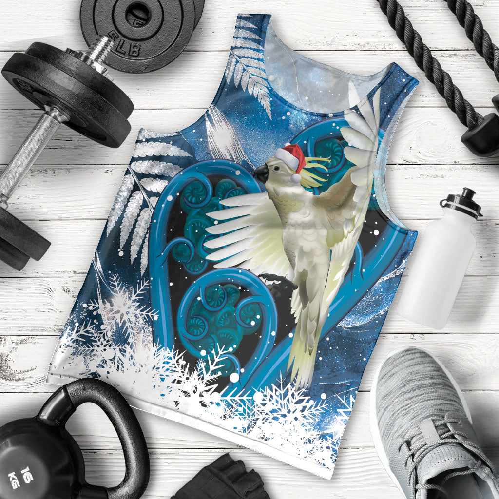 Sulphur-crested Cockatoo New Zealand Christmas In July Men Tank Top NZ Aroha Koru Fern Marble Vibes