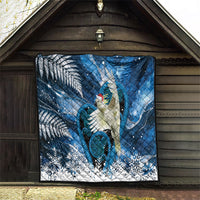 Sulphur-crested Cockatoo New Zealand Christmas In July Quilt NZ Aroha Koru Fern Marble Vibes