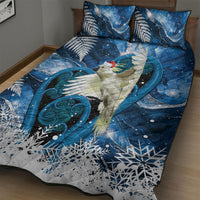 Sulphur-crested Cockatoo New Zealand Christmas In July Quilt Bed Set NZ Aroha Koru Fern Marble Vibes