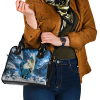 Sulphur-crested Cockatoo New Zealand Christmas In July Shoulder Handbag NZ Aroha Koru Fern Marble Vibes