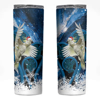 Sulphur-crested Cockatoo New Zealand Christmas In July Skinny Tumbler NZ Aroha Koru Fern Marble Vibes