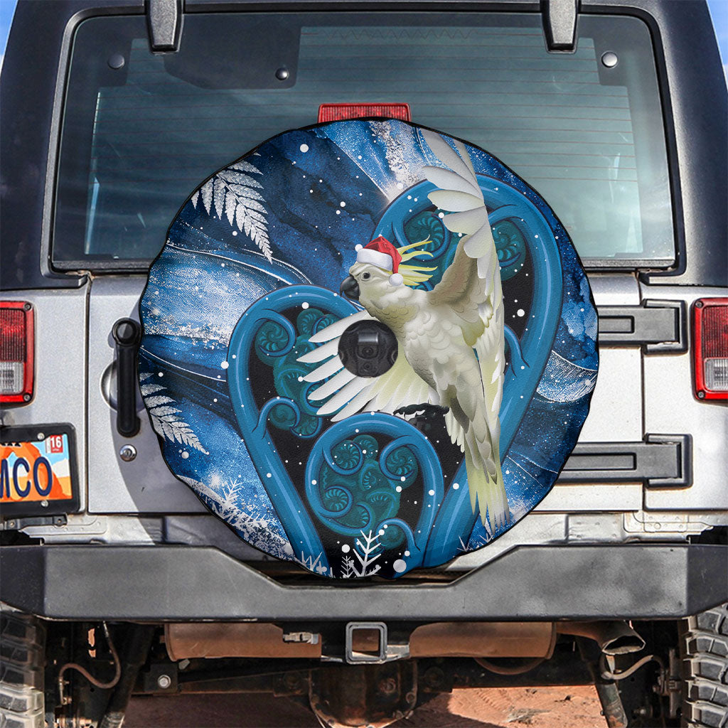 Sulphur-crested Cockatoo New Zealand Christmas In July Spare Tire Cover NZ Aroha Koru Fern Marble Vibes