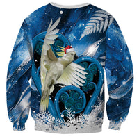 Sulphur-crested Cockatoo New Zealand Christmas In July Sweatshirt NZ Aroha Koru Fern Marble Vibes