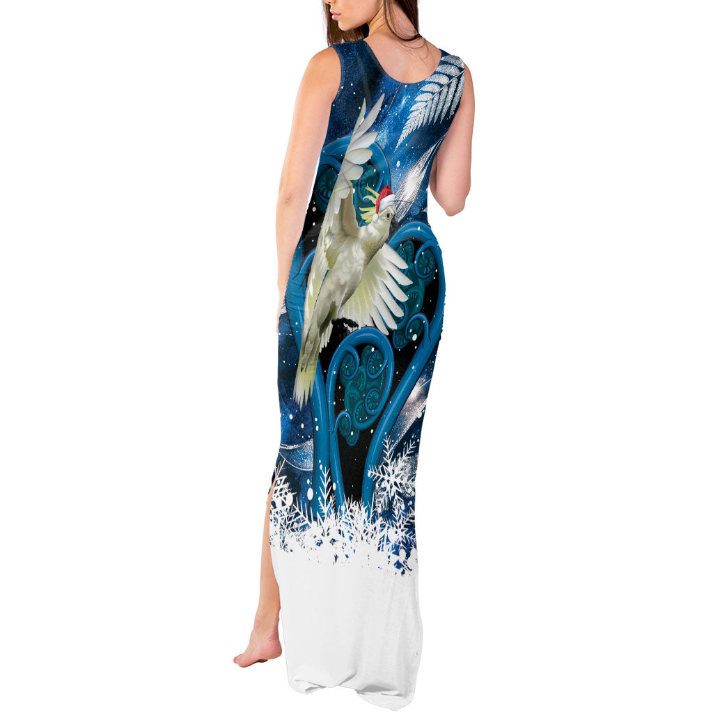 Sulphur-crested Cockatoo New Zealand Christmas In July Tank Maxi Dress NZ Aroha Koru Fern Marble Vibes