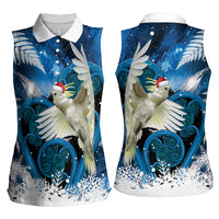 Sulphur-crested Cockatoo New Zealand Christmas In July Women Sleeveless Polo Shirt NZ Aroha Koru Fern Marble Vibes