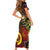 Vanuatu and Australia Short Sleeve Bodycon Dress Vanuatuan Polynesian Mix Aussie Aboriginal Art LT14 - Polynesian Pride