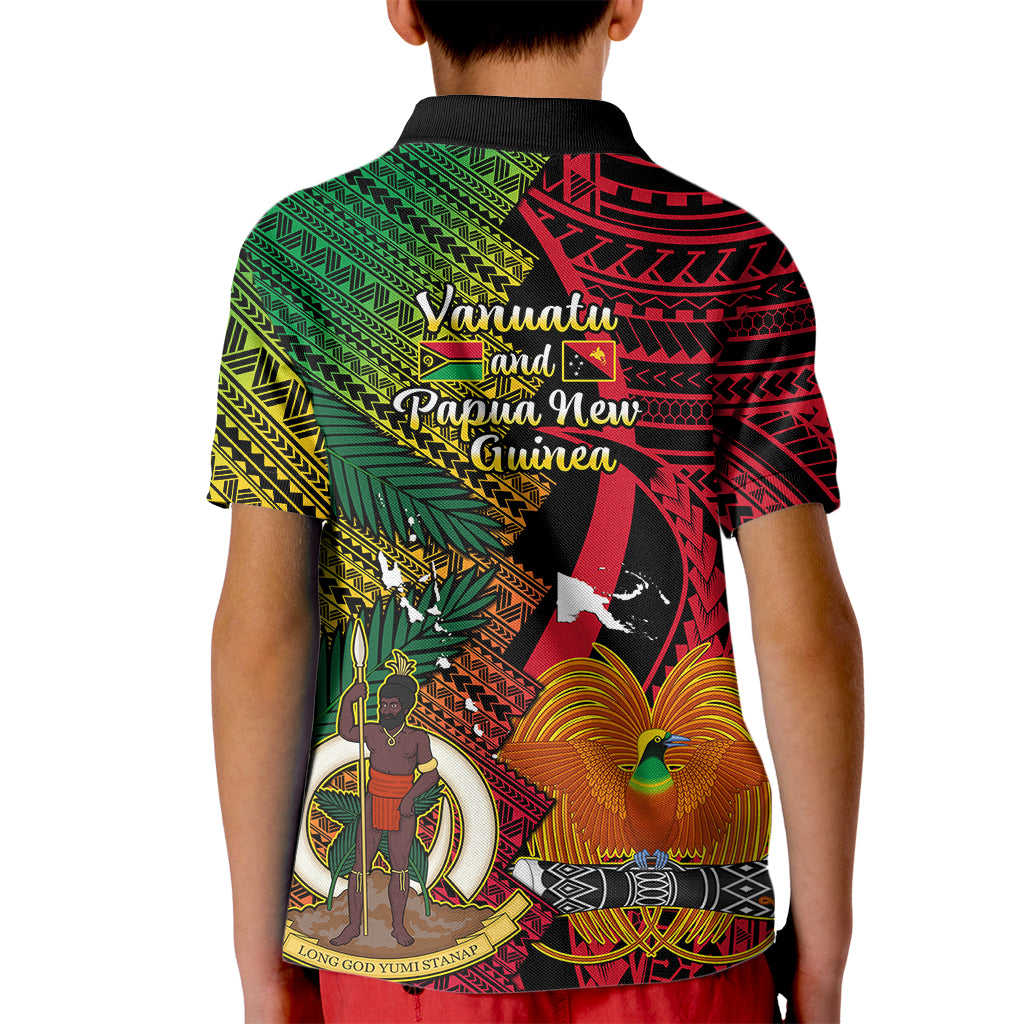 Vanuatu and Papua New Guinea Kid Polo Shirt Vanuatuan With PNG Polynesian Pattern LT14 - Polynesian Pride