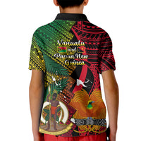 Vanuatu and Papua New Guinea Kid Polo Shirt Vanuatuan With PNG Polynesian Pattern LT14 - Polynesian Pride