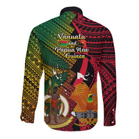 Vanuatu and Papua New Guinea Long Sleeve Button Shirt Vanuatuan With PNG Polynesian Pattern LT14 - Polynesian Pride