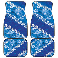 Vintage Blue Polynesia Car Mats Plumeria With Hibiscus Tropical Vibes